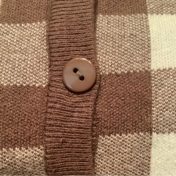 Altar'd State Coquette Brown and Cream Checkered Sweater - Picture 4 of 4